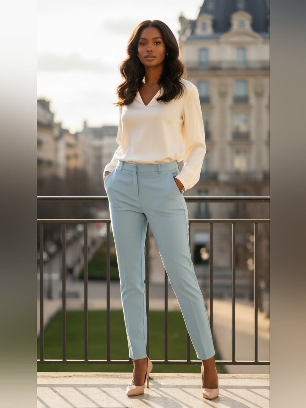 LOFT Pale Blue Straight Leg Career Curvy Dress Pants Women's Size 8